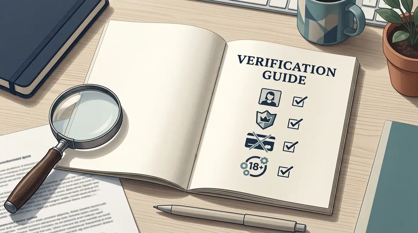 Illustration of a UK online casino verification checklist covering identity, licence and payments